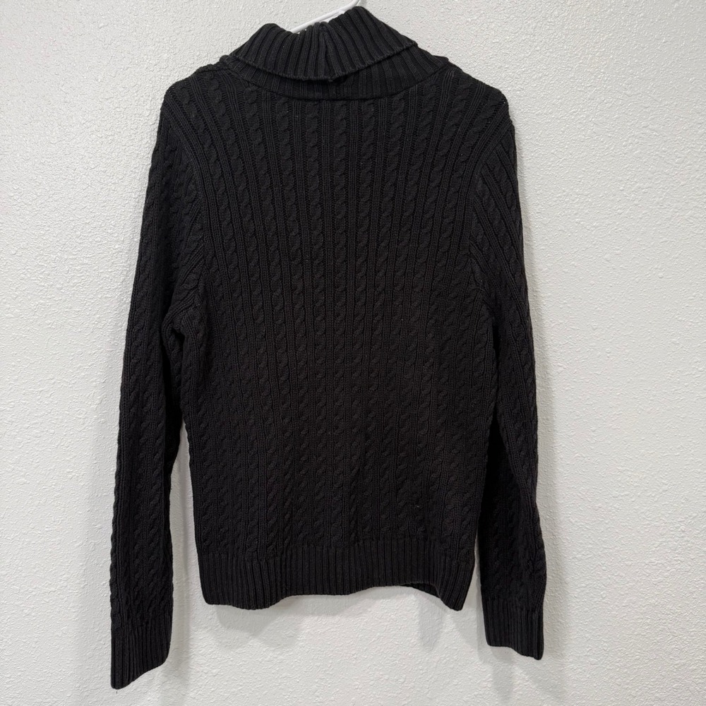 JEANNE PIERRE Black Cable Knit Shawl Collar Sweater Mens XL Cotton‎ - Picture 5 of 5